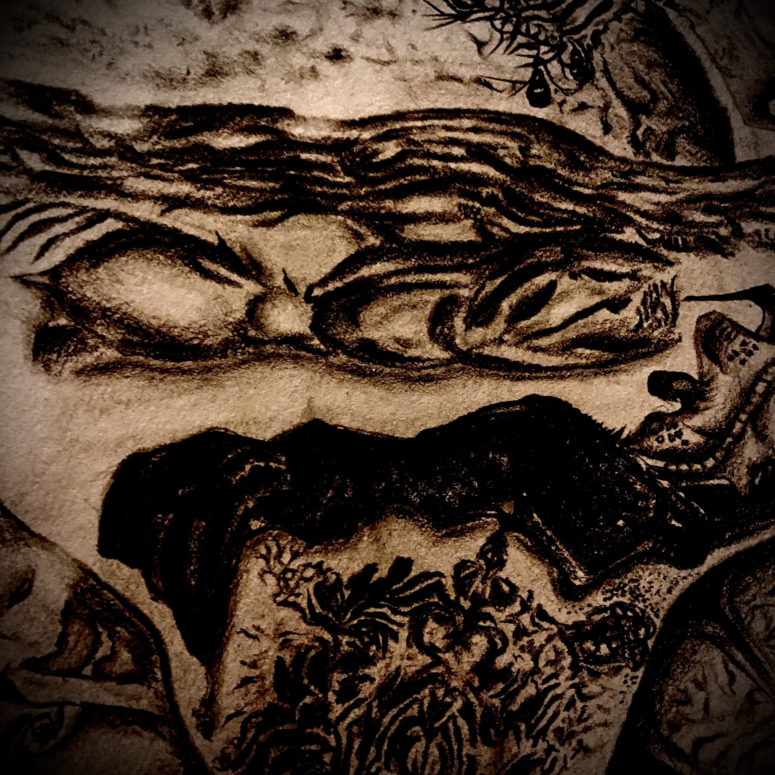 System-based connected flowing organic forms graphite drawings.
Anabodiation – graphite art by Waij:eXo:viyA, conceptual abstract form.