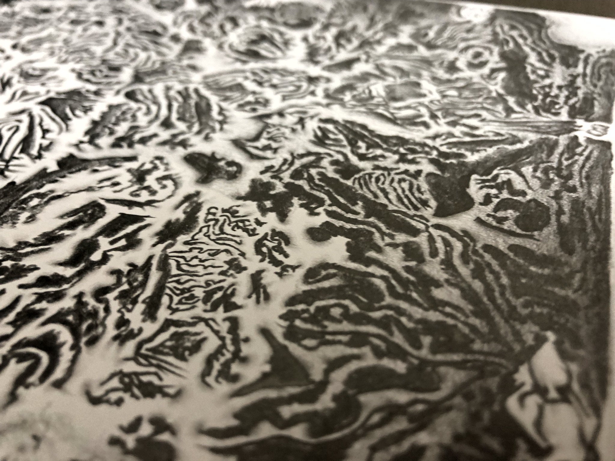 Dense texture graphite drawing